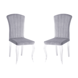 Lot de 6 chaises ENORA en velours gris et pieds argentés