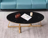 Table Basse ovale véritable Marbre structure métal 120x60×45 Cm