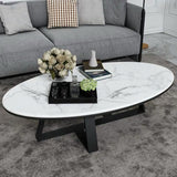 Table Basse ovale véritable Marbre structure métal 120x60×45 Cm