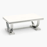 Table Basse Chrome Marbre Blanc 120x70x45 cm