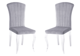 Lot de 6 chaises ENORA en velours gris et pieds argentés