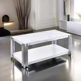 Table Basse verre, marbre , métal argenté