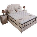 Ensemble de lit coffre 180x200 en velours beige avec un matelas à ressorts ensachés 7 zones de confort de la collection DELHI