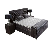 Ensemble de lit coffre 180x200 en velours gris avec un matelas à ressorts ensachés 7 zones de confort de la collection DUBAI