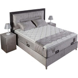 Ensemble de lit coffre 180x200 en velours gris avec un matelas à ressorts ensachés 7 zones de confort de la collection GENEVA