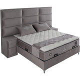Ensemble de lit coffre 180x200 en velours gris avec un matelas à ressorts ensachés 7 zones de confort de la collection MOSCOW