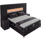 Ensemble de lit coffre 180x200 en velours gris avec un matelas à ressorts ensachés 7 zones de confort de la collection ROTTERDAM